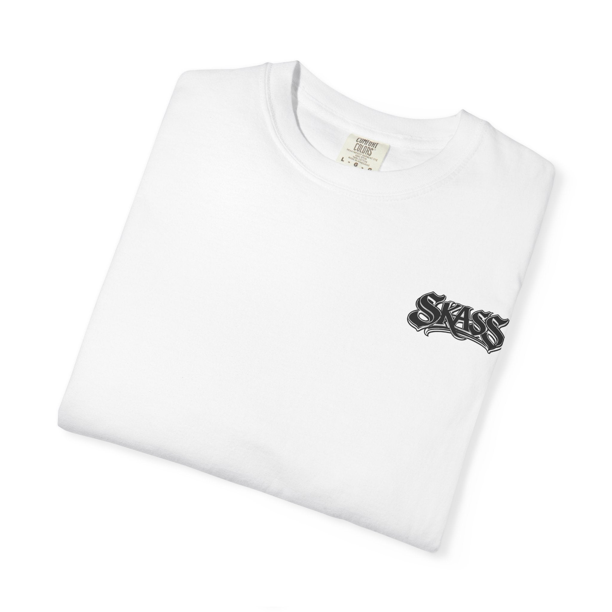 Sass Mini Logo T‑Shirt — White Garment‑Dyed Casual Tee