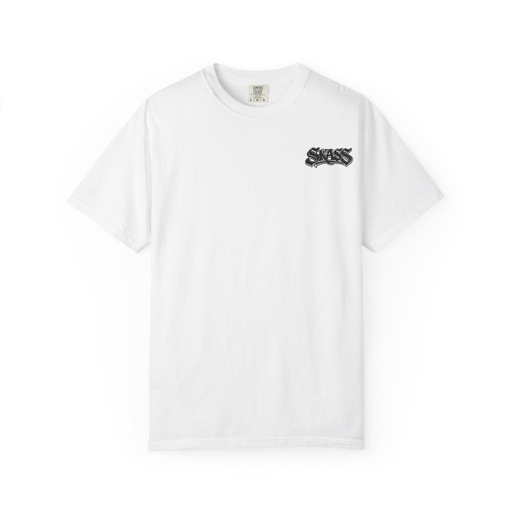Sass Mini Logo T‑Shirt — White Garment‑Dyed Casual Tee