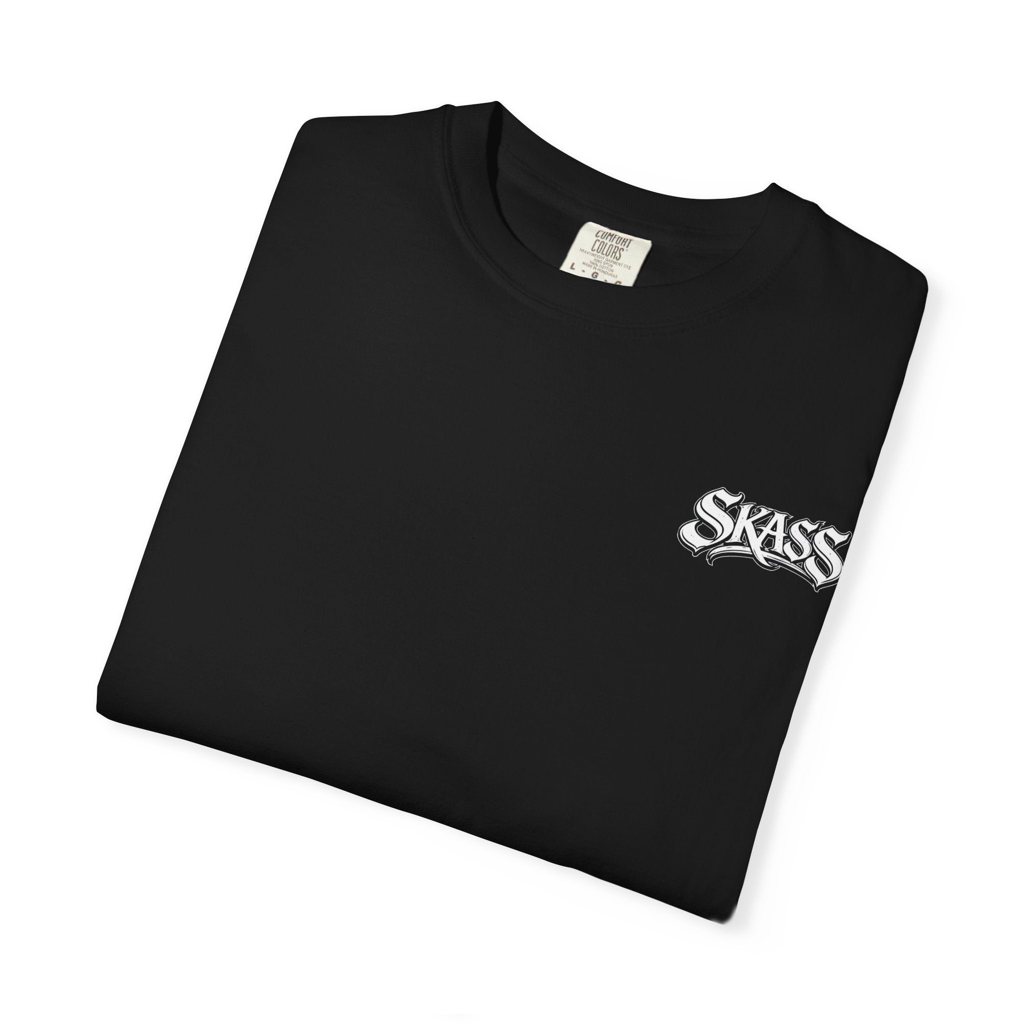 Sass Mini Logo T‑Shirt — White Garment‑Dyed Casual Tee